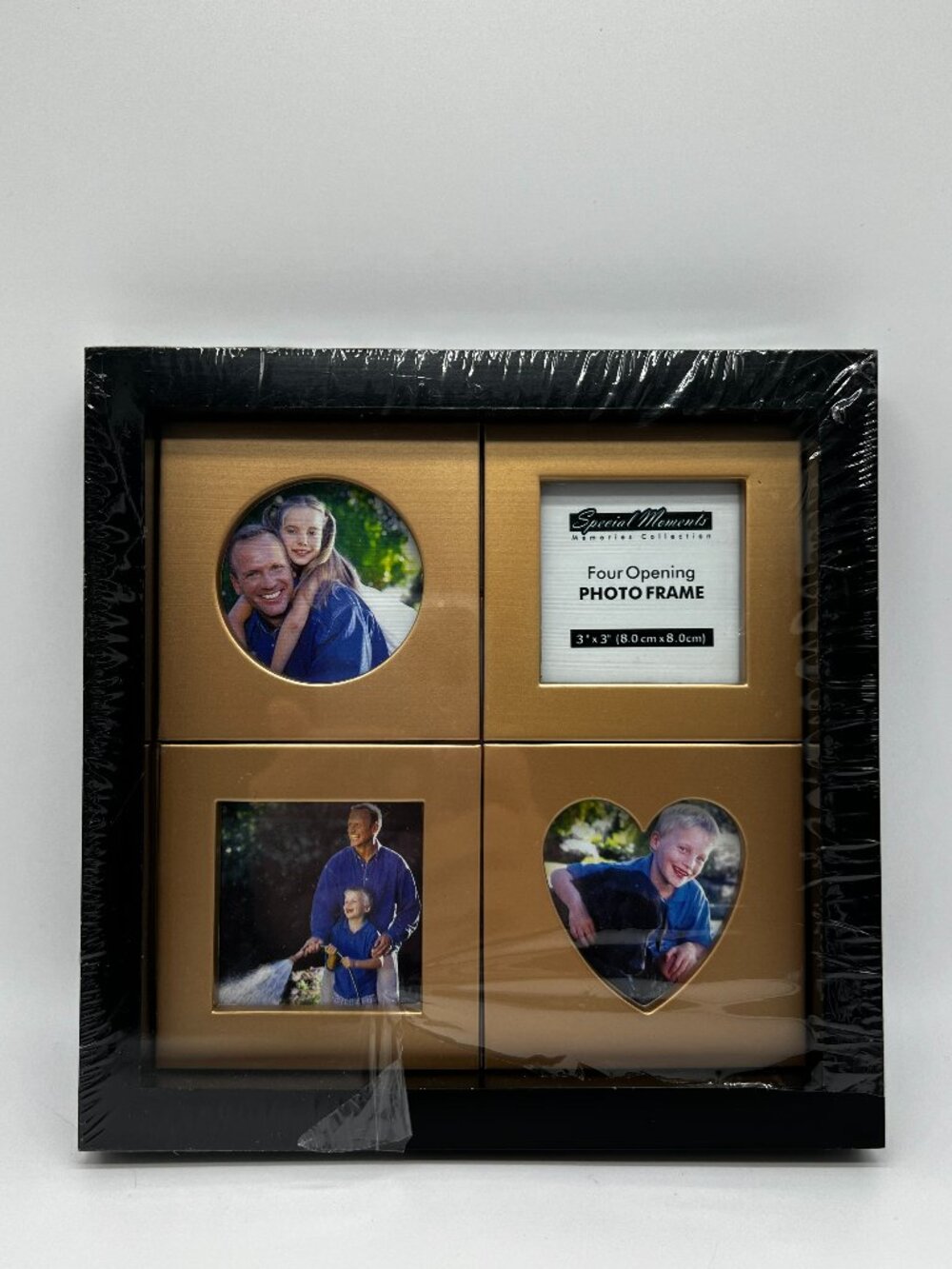 4-Opening Photo Picture Frame Black & Gold 3 x 3 Special Moments